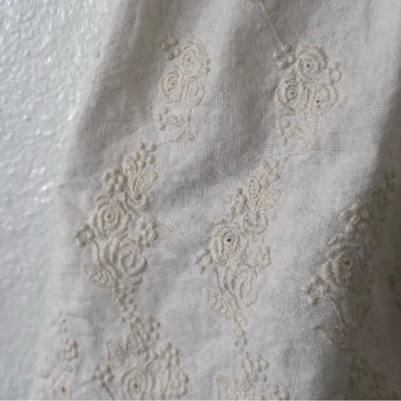 Zara Button Front Embroidered Peasant Top in Cream Sz S - Picture 9 of 10